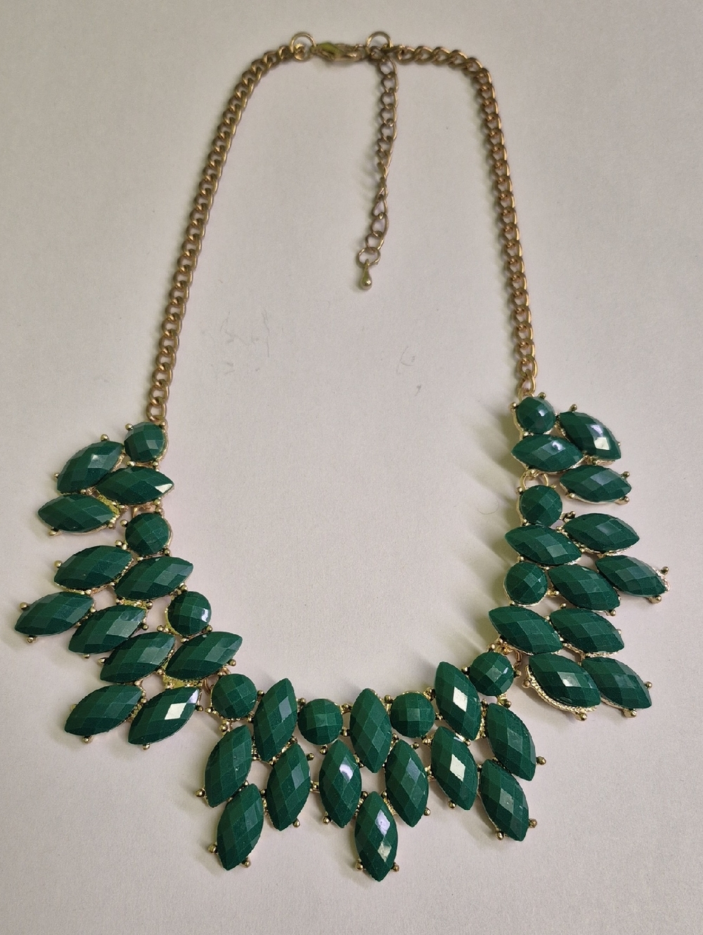 Gold-Chain Emerald Green Statement Necklace - Women Jewelry